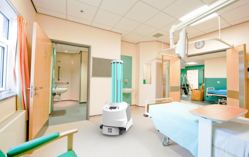 UVD Robot in patient room green