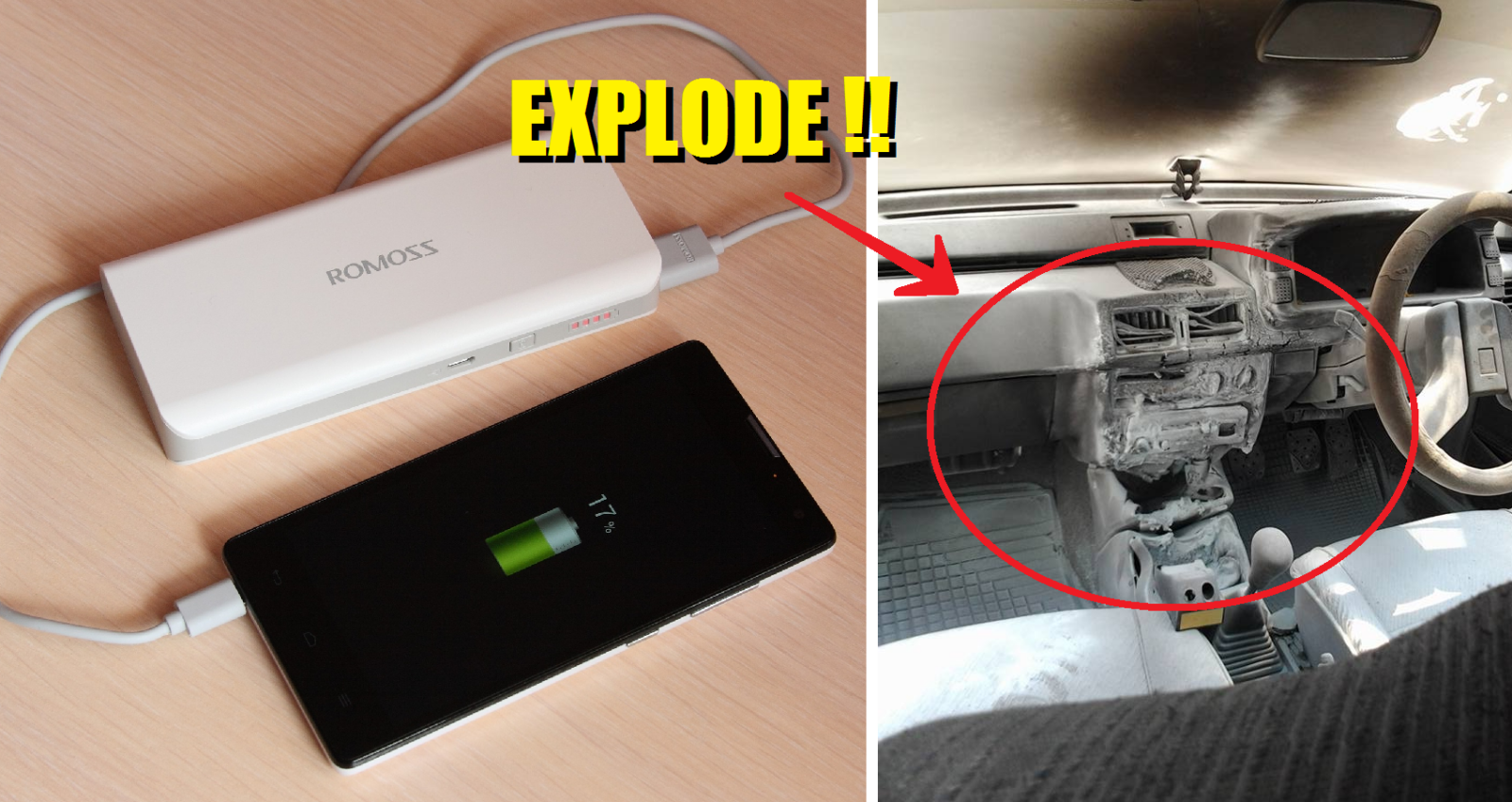 Malaysian's Car Caught On Fire After He Left Power Bank Inside - World Of Buzz 1