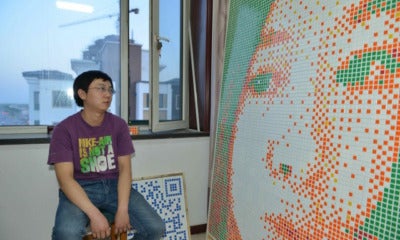 Boy Creates Giant Portrait Of His Dream Girl From 840 Rubik'S Cubes, Gets Rejected - World Of Buzz 3
