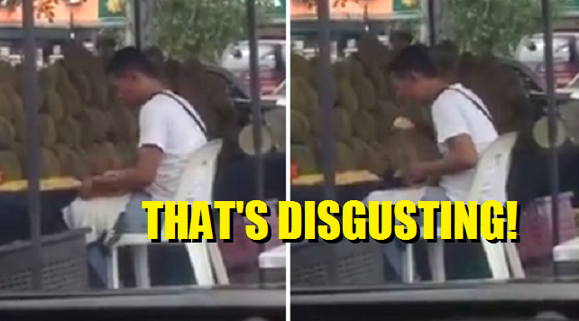 Durian Seller Caught On Video For Spitting Into Packet Before Selling To Customers - World Of Buzz