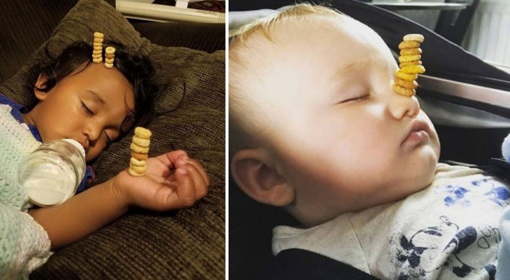 Dads All Around The World Competing Who Can Balance The Most Cheerios On Their Sleeping Todds - World Of Buzz 2