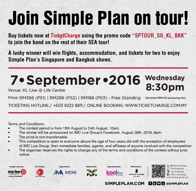 Catch Simple Plan Live In Kuala Lumpur This Coming September 2016 - World Of Buzz
