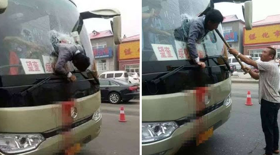 Chinese Man Rams Through Bus Windscreen And Gets Stuck Halfway - World Of Buzz