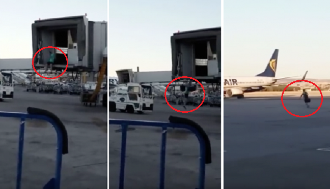 Guy Determined Not To Miss Flight Parkours Over Departure Gate And Runs Across Airport Tarmac - World Of Buzz 3