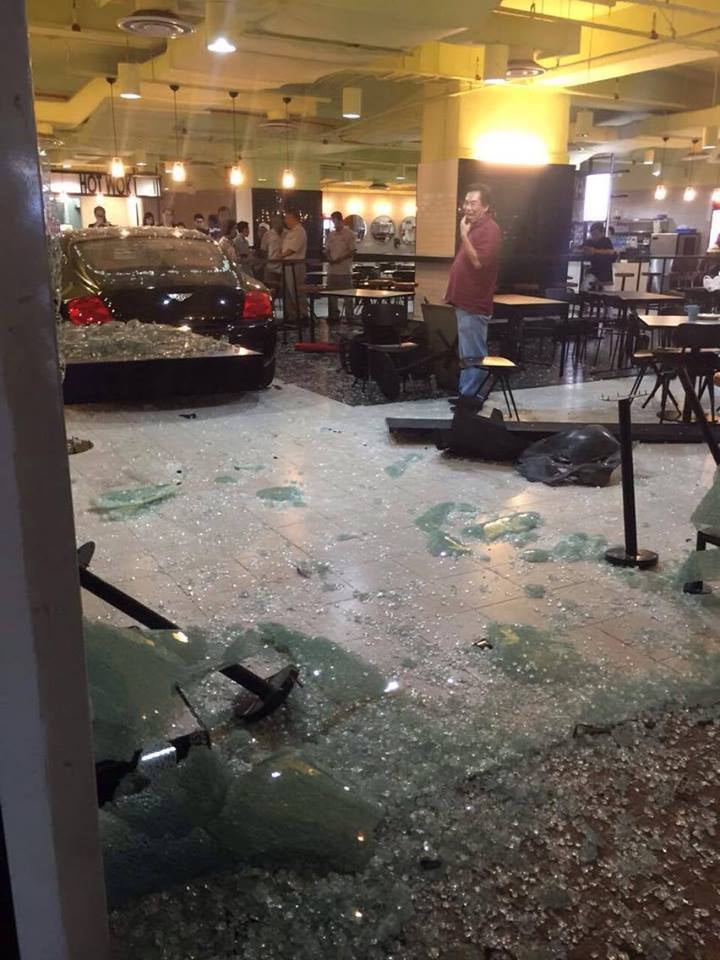 Man Accidentally Crashes His Bentley Into Food Court In Bukit Damansara - World Of Buzz