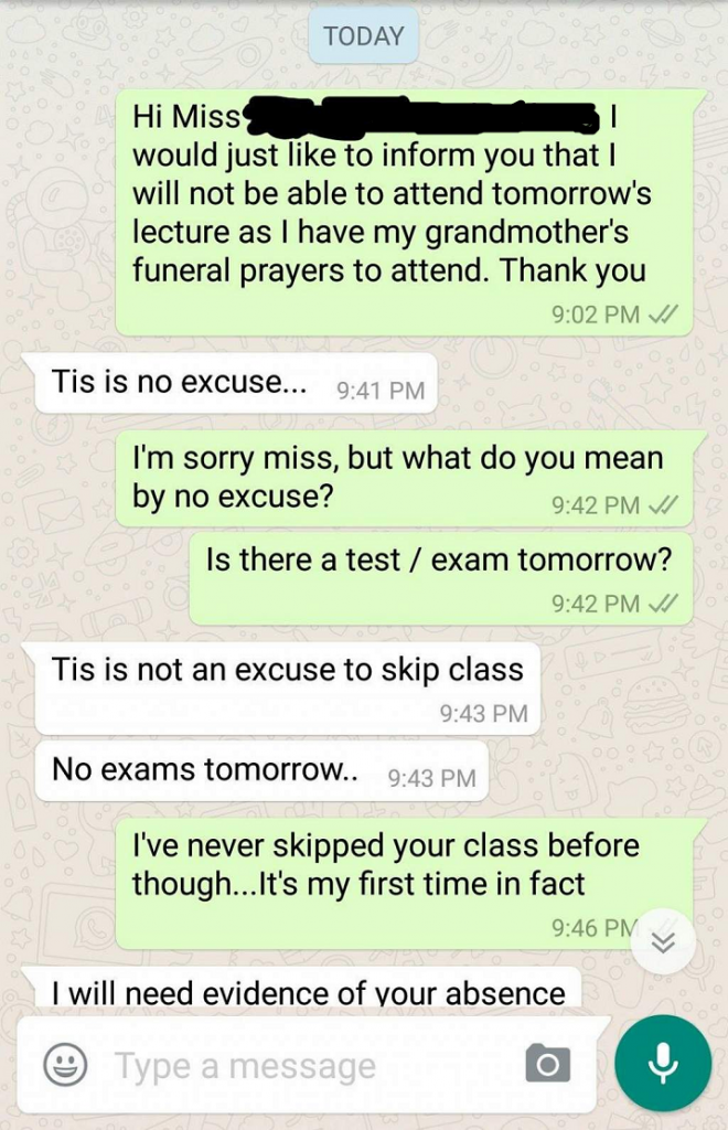 M'sian Student Skips Class Because of Grandma's Funeral, Teacher Says "It's Not An Excuse" - World Of Buzz