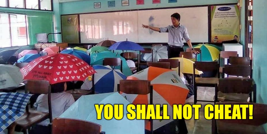Teacher Asks Students To Open Umbrella To Prevent Cheating During Exam - World Of Buzz 6