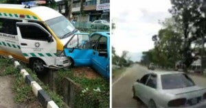 Ambulance Carrying 2 Injured Met With Accident After Proton Wira Recklessly Switch Lane - World Of Buzz 1