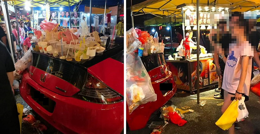 Car Parked At Taman Connaught Pasar Malam Gets Literally Trashed, Netizens Are Torn If The Act Was Okay - World Of Buzz