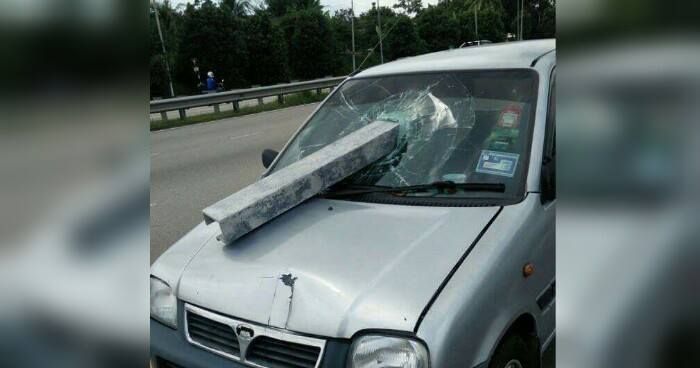 Pregnant Malaysian Lady Escapes Death After Massive Metal Pierces Through Her Car - World Of Buzz 1
