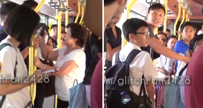 Singaporean Young Man And Elder Auntie Fight On Bus, Both Kick And Spit At Each Other - World Of Buzz 1