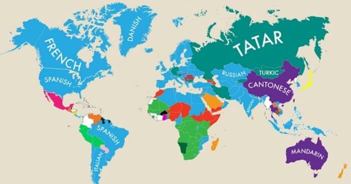 Amazing Map Of 2Nd Languages Being Spoken Around The World - World Of Buzz