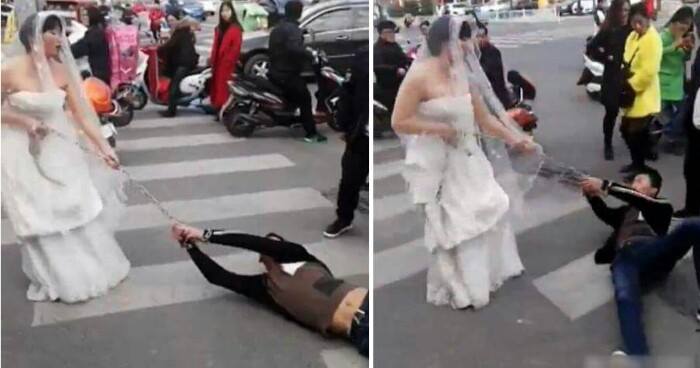 Angry Bride Drags Groom Around Town With Chain When He Didn't Show Up For Wedding - World Of Buzz 6