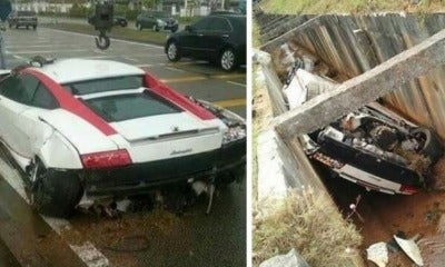 Lamborghini Crashes Into Drain, Malaysian Netizens Mock Driver 'You Deserve It' - World Of Buzz
