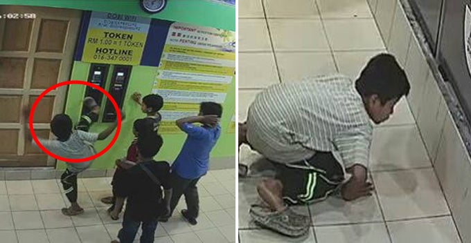 Malaysian Children Kicked Token Machine To Steal Coins, Caught In Action By Cctv - World Of Buzz