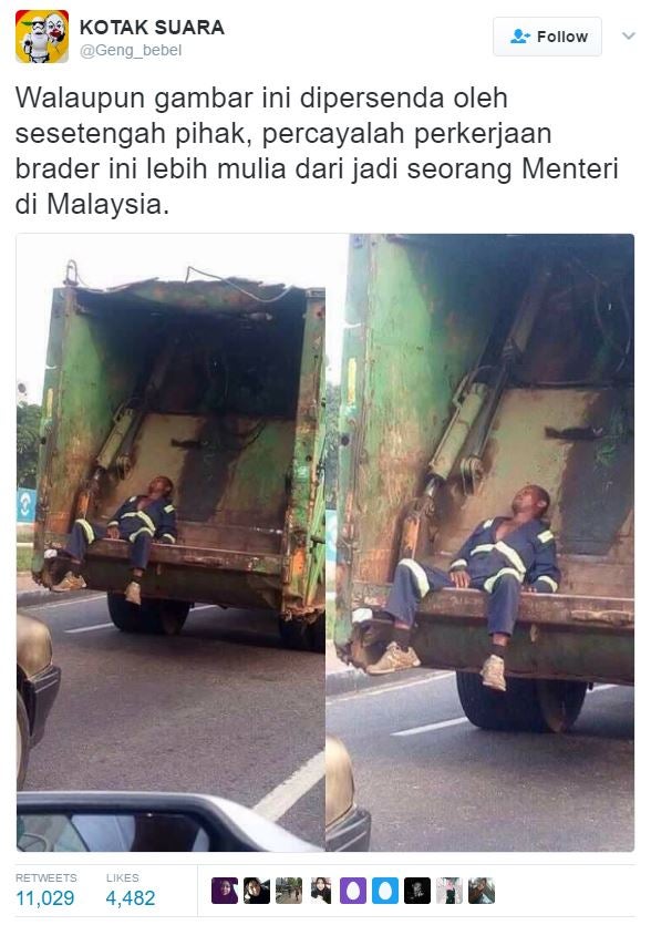 Netizens Back Up Garbage Man Whose Picture Was Used As The Butt Of A Joke - World Of Buzz 3