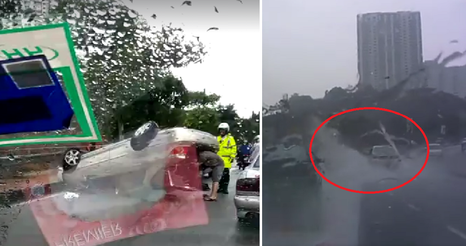 Malaysian Driver Unfortunately Drove Over Water And End Up In Terrible Crash - World Of Buzz