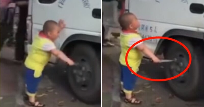 Chinese Toddler Waves Knife At Truck Driver For 'Blocking' His Grandma'S Stall - World Of Buzz