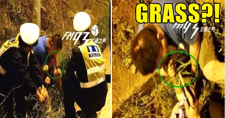 Drunk Chinese Man Tries To Sober Up By Eating Grass From Roadside - World Of Buzz