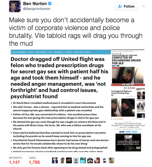 Netizens Fire Back at Media Outlets Brining Up United Airlines Passenger's Criminal History - World Of Buzz 5
