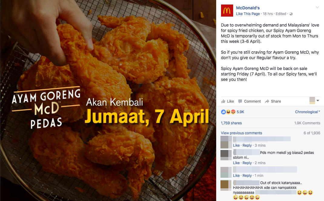 Spicy Ayam Goreng Mcd Out Of Stock For 4 Days! - World Of Buzz