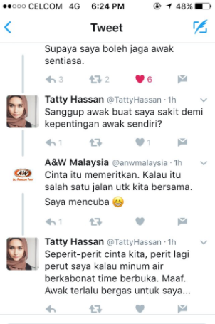 A&W Malaysia Left Heartbroken After Pick Up Line on Malaysian Lady Backfired - World Of Buzz 1
