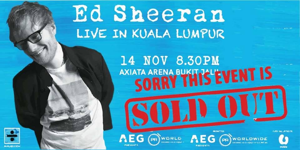 Ed Sheeran's KL Concert Tickets Sold Out, People Are Reselling It At Ridiculous Prices - World Of Buzz 1