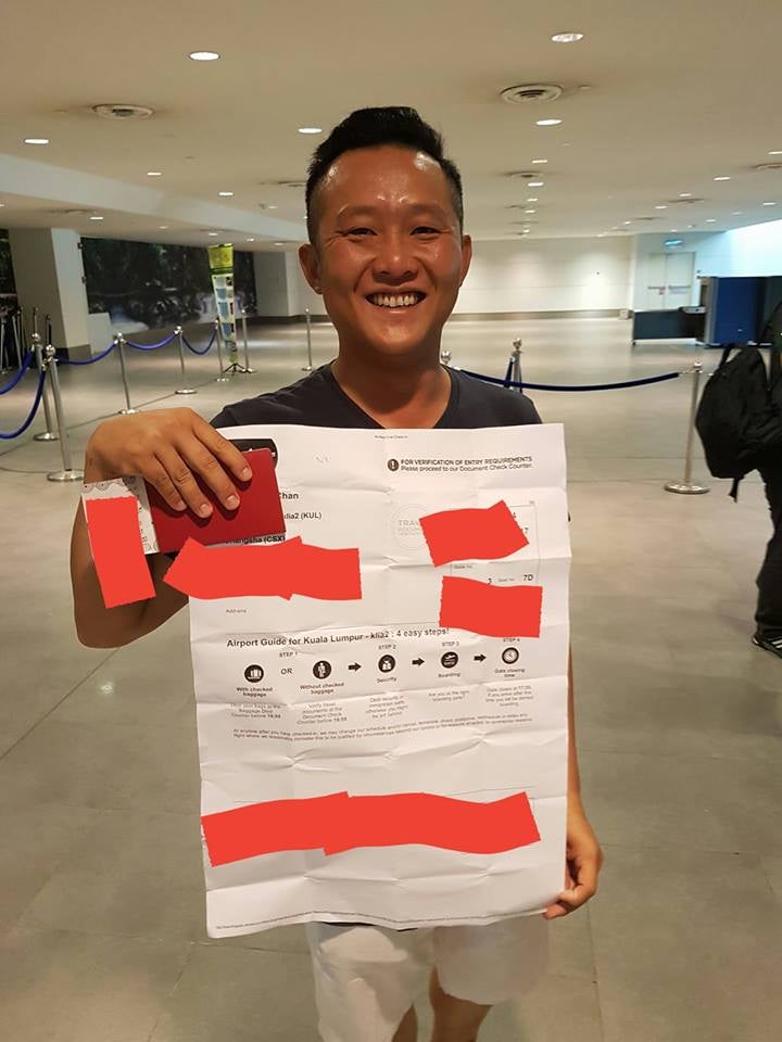 Malaysian Traveller Gets Trolled When Friend Hands Him Giant Boarding Pass - World Of Buzz