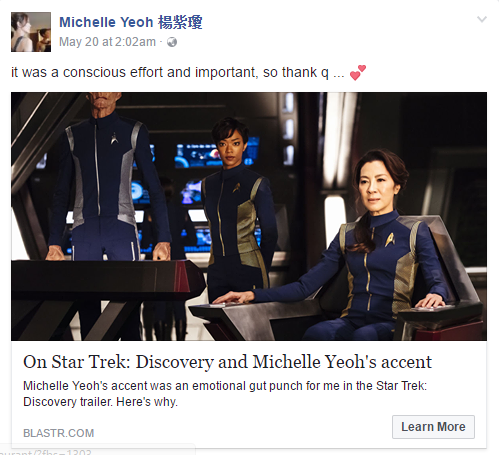 Michelle Yeoh Keeps Malaysian Accent In Star Trek: Discovery To Promote Cultural Diversity - World Of Buzz 1