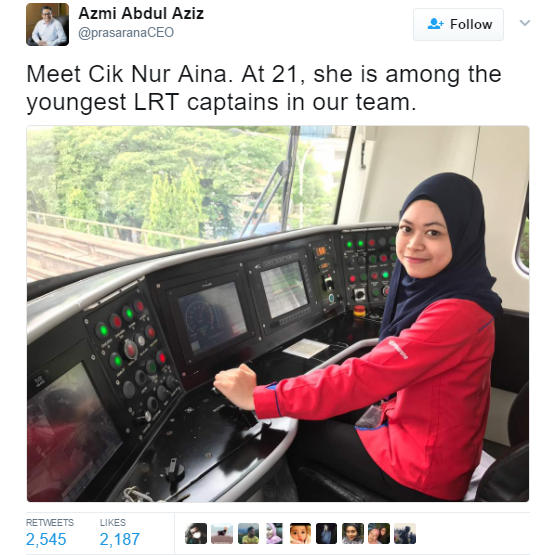 Prasarana CEO Tweets About The Youngest LRT Captain, Gets Mean Comments - World Of Buzz 5