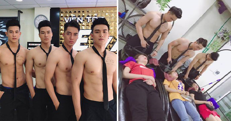 Hot Topless Hunks Attract Customers To Newly Opened Vietnam Beauty