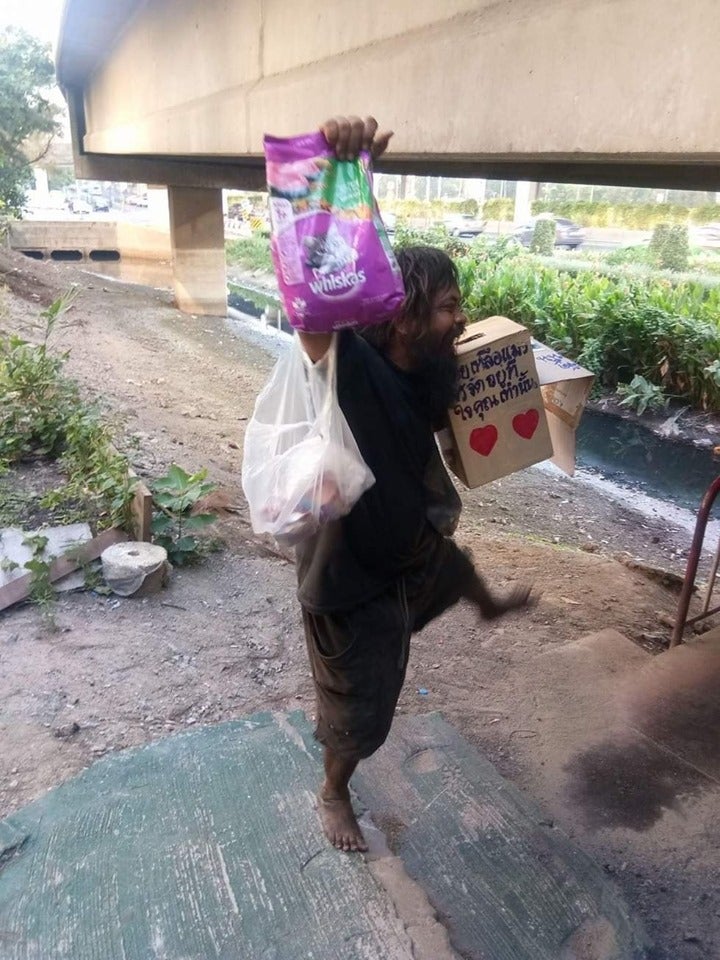 Homeless Man from Bangkok Sells Limes Just to Feed Beloved Stray Cat - WORLD OF BUZZ 1
