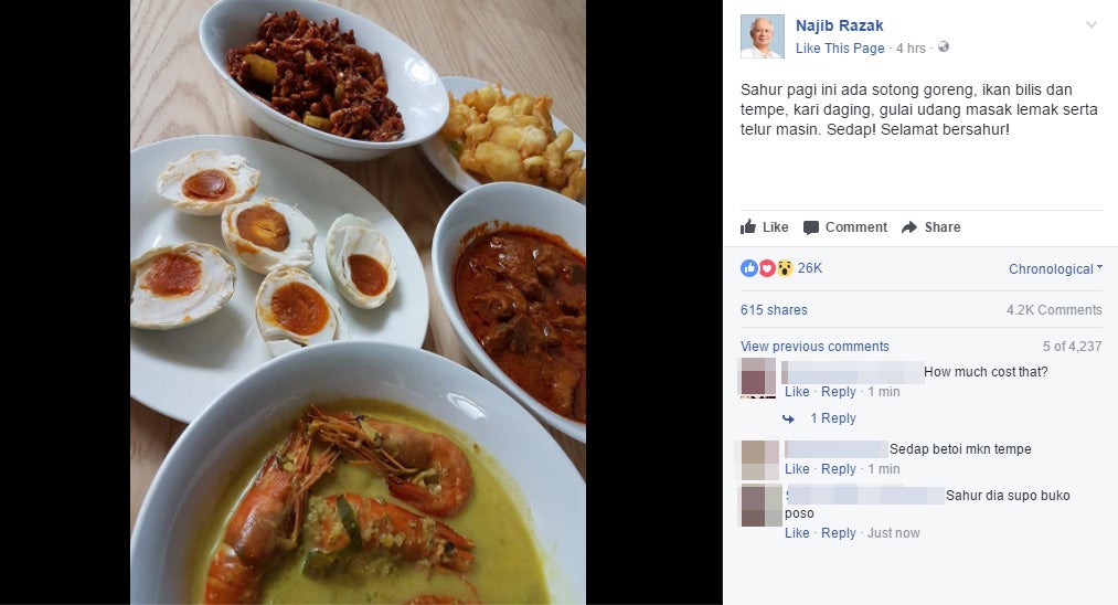 Pm Najib Razak Posts Picture Of His Sahur, Malaysian Netizens Go Insane - World Of Buzz 7