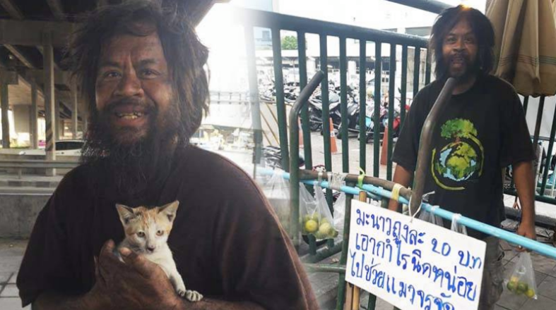 Thai Homeless Man Sells Limes to Feed His Beloved Cat - World Of Buzz