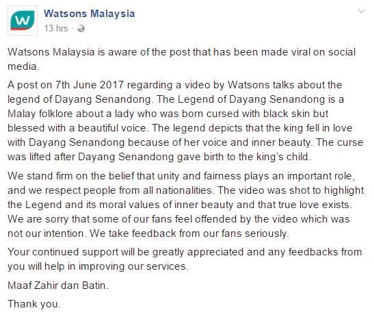 Watsons Malaysia Officially Apologises for Controversial Raya Ad, Takes Video Down - World Of Buzz