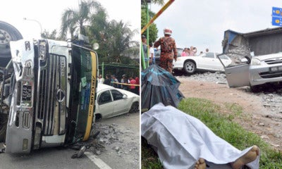 Malaysian Woman Dies On The Spot After Lorry Flips And Crushes On Her Viva - World Of Buzz