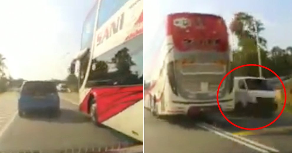 Reckless Bus Driver Almost Collides With 4 Cars While Overtaking On Double-Lined Road - World Of Buzz