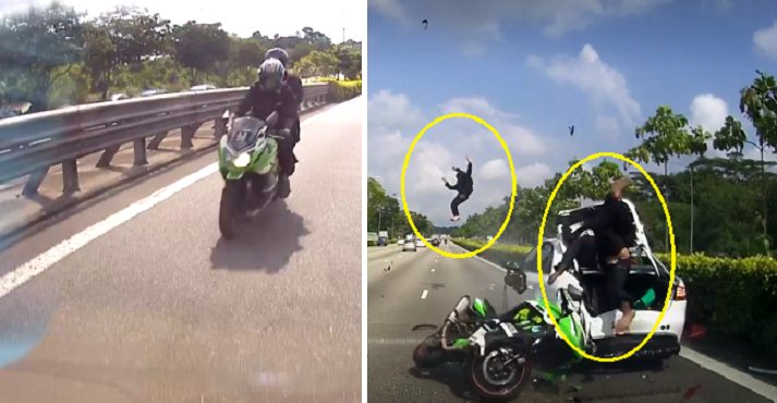 rider flung over stalled car after speeding motorbike crashed into it world of buzz 1