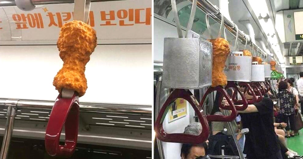 Yummy-Looking Fried Chickens Fitted On Handrails Got Passengers Drool All The Way - World Of Buzz 1