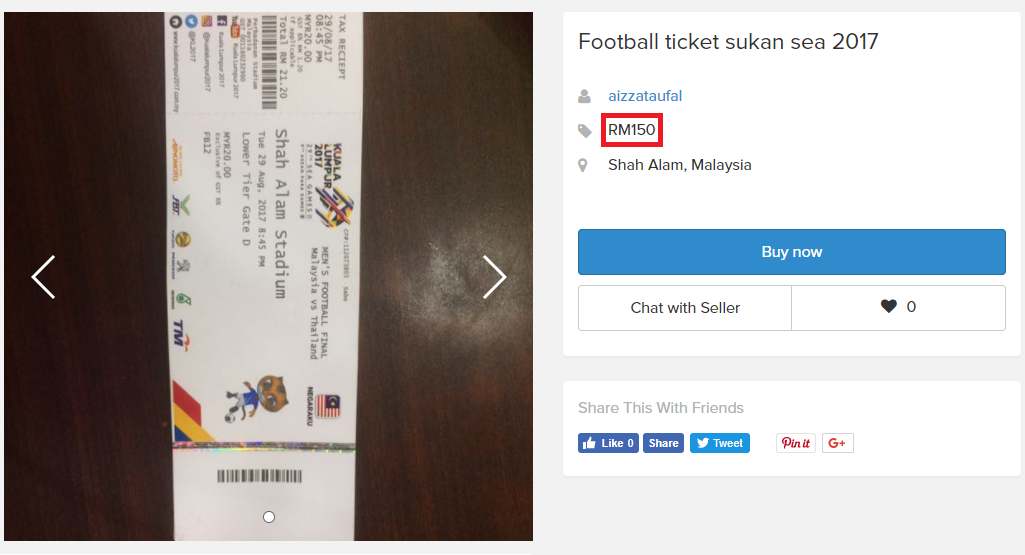People Are Now Reselling The SEA Games Football Finals Tickets Online at Ridiculous Prices - World Of Buzz