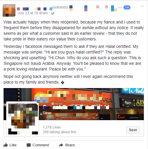 Singapore Eatery Apologises for Racist Reply to Halal Question after Suffering Backlash - World Of Buzz 1