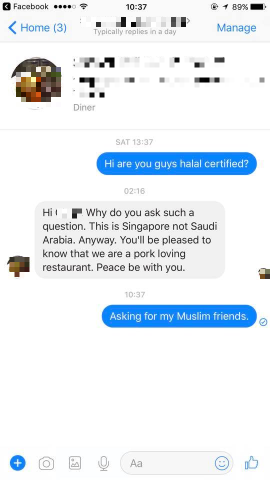 Singapore Eatery Apologises for Racist Reply to Halal Question after Suffering Backlash - World Of Buzz