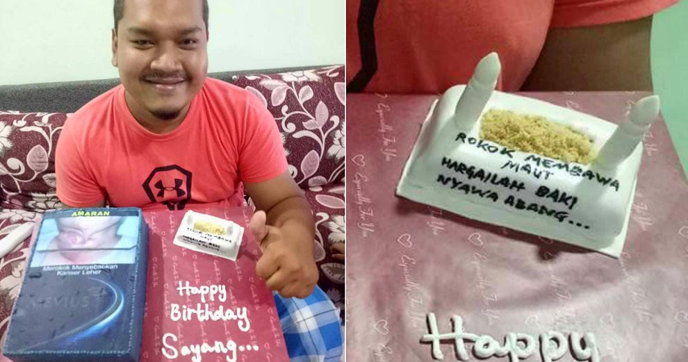 wife makes hilarious birthday cake for her smoker husband world of buzz 5