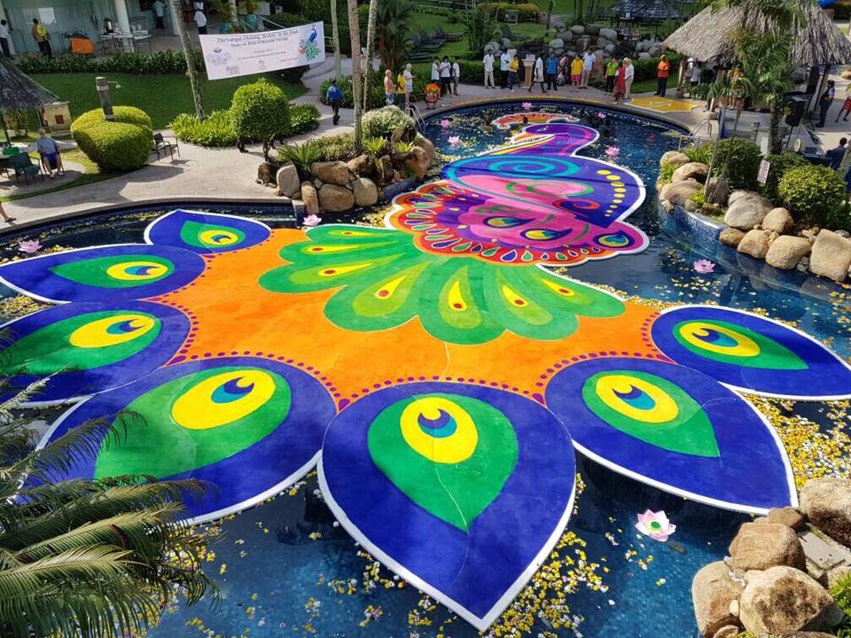 This 'Floating Festive Kolam' Just Made It Into The Book Of Records, Netizens Amazed - World Of Buzz 3