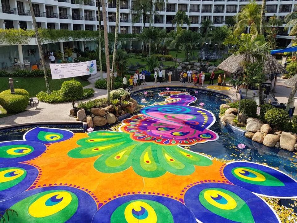 This 'Floating Festive Kolam' Just Made It Into The Book Of Records, Netizens Amazed - World Of Buzz