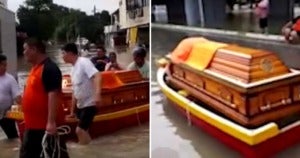 Family Forced to Use Boat to Transport Deceased Relative's Coffin Due to Penang Floods - WORLD OF BUZZ 2