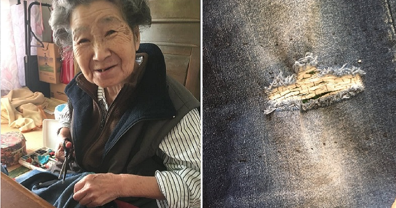 Cute Grandmother Think Granddaughter's Ripped Jeans are Damaged, Lovingly Patches Them - WORLD OF BUZZ 1