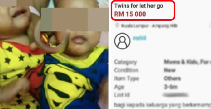 Young Malaysia Couple Posts An Ad Online To Sell Off Their Newborn Twins For Rm15,000 - World Of Buzz