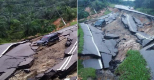Road Closed After Car Plunges Down 15M Deep Collapsed Road in Johor - WORLD OF BUZZ 5