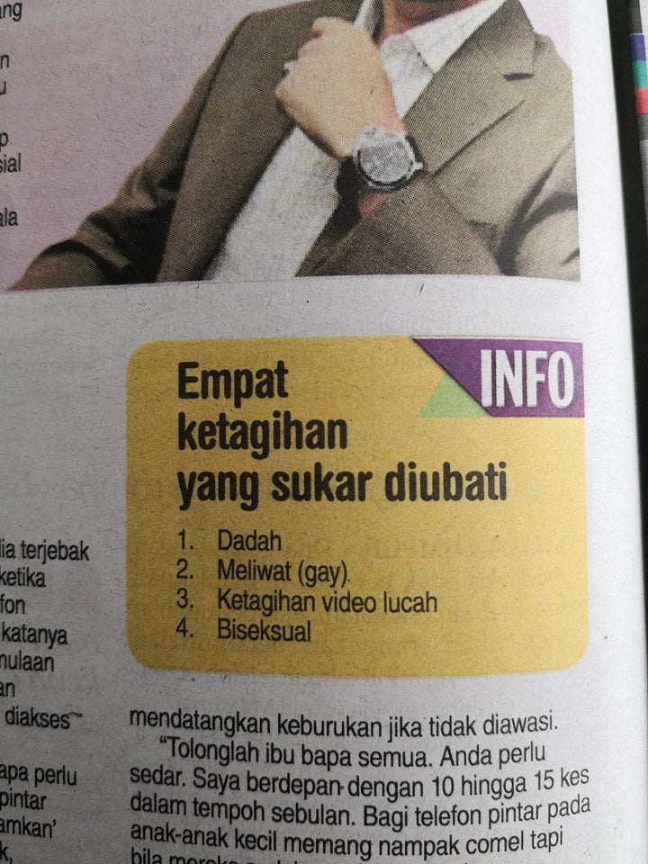 M'sian Newspaper Gets Backlash Again After Categorising 'Gay' and 'Bisexuality' as Addictions - WORLD OF BUZZ 1